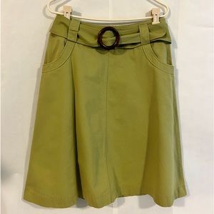 Christopher & Banks green skirt belted size 10 below knee